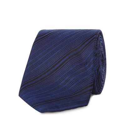 Navy pure silk variegated tie